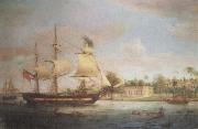 Thomas Whitcombe Approaching Calcutta oil on canvas